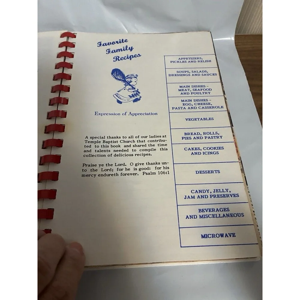 Temple Baptist Church Cookbook Ladies fellowship Group Vintage 1968-88